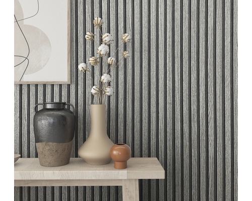 Decoratieve wandpanelen met houten structuur in interieur