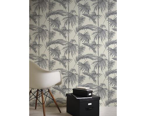 Interieur met palmboom behang