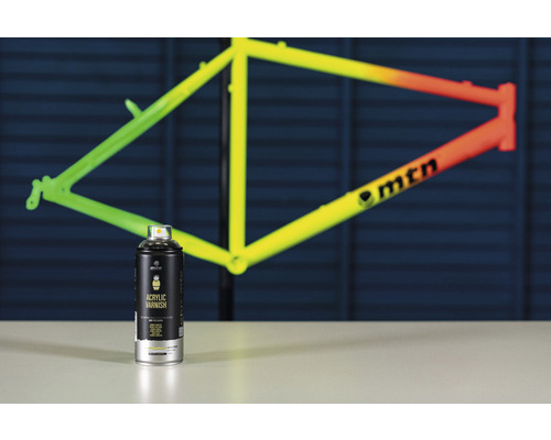 Acryllakspraybus voor een fietsframe