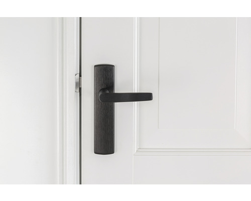 Metalen deurbeslag op een deur