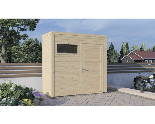 Houten tuinkast met raam en deur