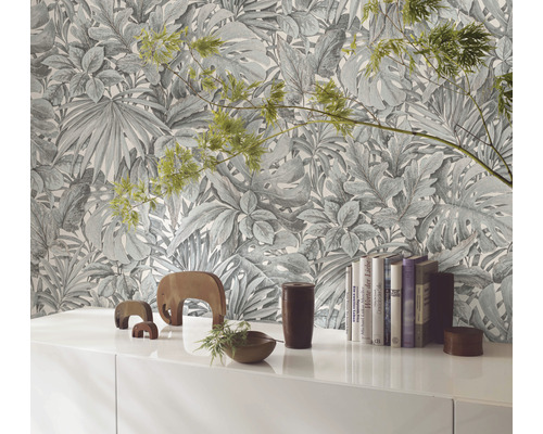 Decoratief behang met plantenmotief in de woonkamer