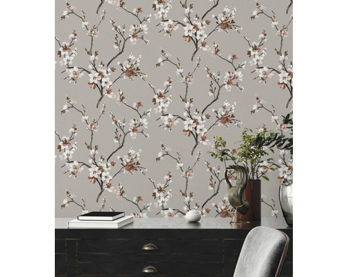 Decoratief behang met bloemmotief voor woonruimtes.