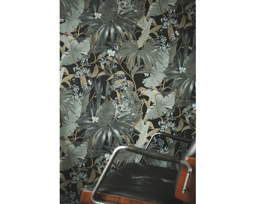Behang met tropisch plantenpatroon en bladeren