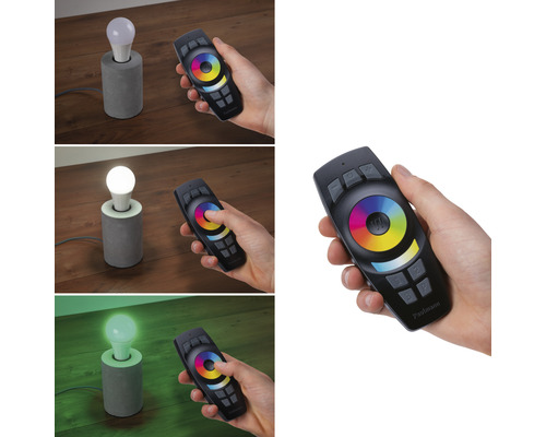 Betonnen lamp met ledlamp en afstandsbediening voor het regelen van de lichtkleur