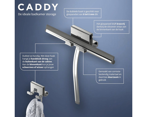 Caddy douchewisser met haken voor badkameropslag