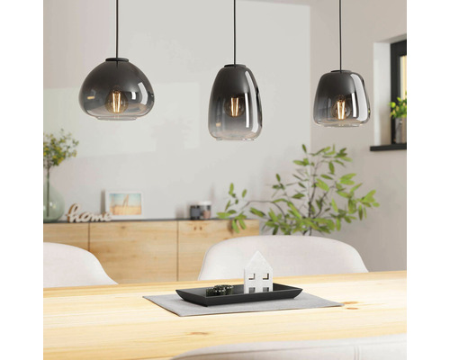 EGLO Hanglamp Aguilares 3-lichts zwart-rookglas