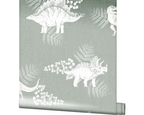 Behang met dinosaurus- en varenpatroon