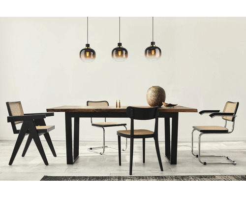 EGLO Hanglamp Oilella 3-lichts zwart-bruin EGLO Hanglamp Oilella 3-lichts zwart-bruin