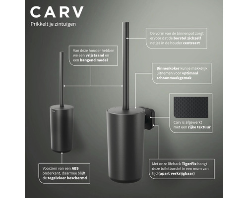 Carv toiletborstelgarnituur, vrijstaand en hangend model
