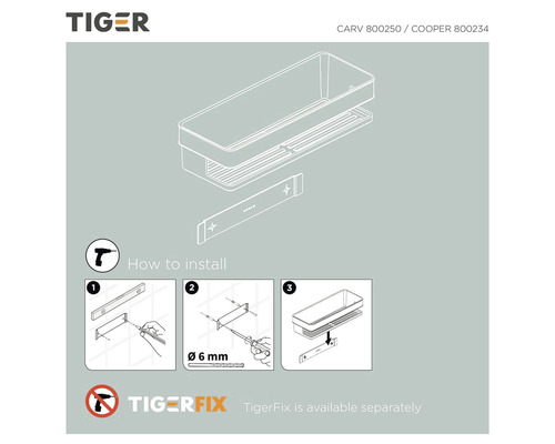 Instructies voor de installatie van de Tiger CARV 800250 of Cooper 800234 badkamerplank