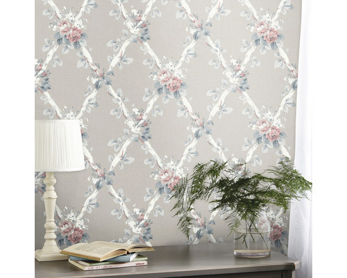 Behang met bloemenpatroon in landelijke stijl