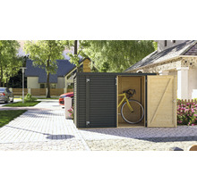 BERTILO Fietsberging - tuinkast Woodline incl. vloer antraciet, 202x106x142 cm-thumb-2 BERTILO Fietsberging - tuinkast Woodline incl. vloer antraciet, 202x106x142 cm-thumb-2
