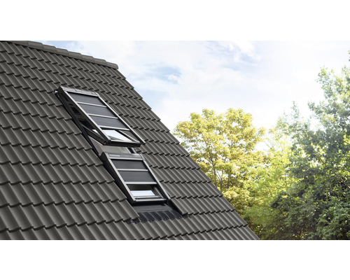 VELUX Buitenzonwering verduisterend bediening op zonne-energie SSS MK27 0000S antraciet