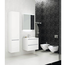 Badkamermeubelset Dante 80 cm natuurstenen wastafel incl. spiegel met verlichting wit hoogglans-thumb-3