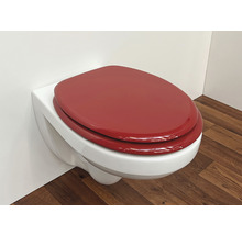 Wandcloset met rode toiletbril