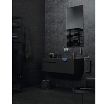 Moderne badkamer met donkere tegels en wastafelmeubel