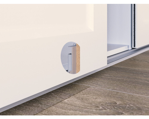 Detailweergave van een schuifdeurkast met aanslagdemper