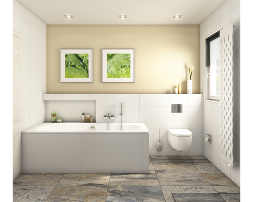 Wand- en vloertegel Ardesia grijs 66,2x40,8 cm Badkamer met bad, toilet, radiator, tegels en decoratie