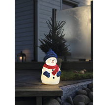 Verlichte sneeuwpop als decoratie voor buiten