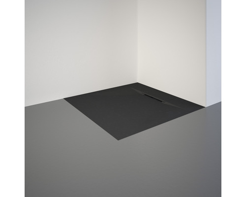 Hoekdouche met douchegoot en vloerafvoer