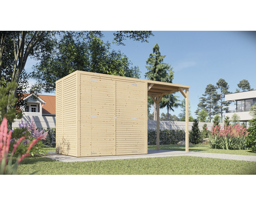 BERTILO Tuinhuis Cubico 2 Plus Fineline onbehandeld 373x157x208 cm BERTILO Tuinhuis Cubico 2 Plus Fineline onbehandeld 373x157x208 cm
