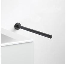 Zwarte handdoekhouder aan een muur bevestigd