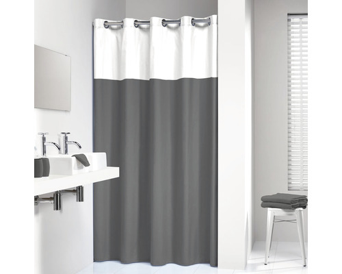 Moderne badkamer met grijs-wit douchegordijn