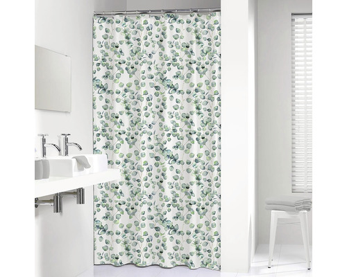 Douchegordijn met eucalyptusmotief in de badkamer