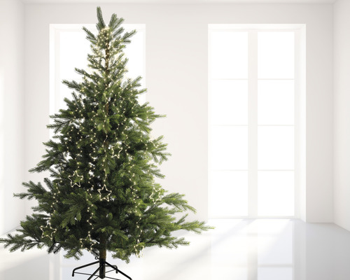 Versierde kerstboom met lichtjes binnenshuis