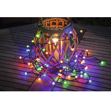 Decoratieve wilgenlantaarn met meerkleurige lichtketting op een houten tafel