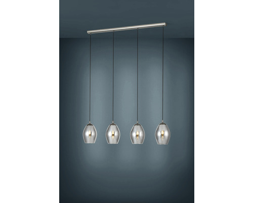 Hanglamp met vier transparante glazen lampenkappen