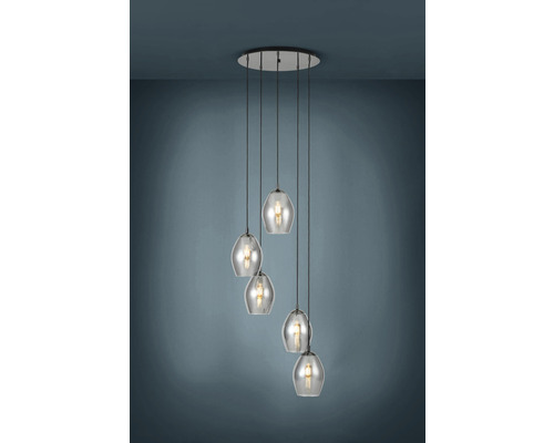 EGLO Hanglamp Estanys 5-lichts nikkel/zwart