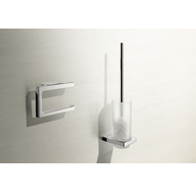 Toiletpapierhouder en toiletborstelgarnituur van metaal en glas voor wandmontage