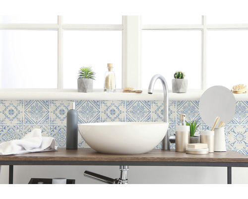 D-C-FIX Wandbekleding vinyl zelfklevend Wall Tiles Vintage wit/blauw 30,5x30,5 cm 6 stuks