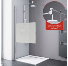 Douchecabine met gedeeltelijk melkglas effect en inclusief stabilisatiestang