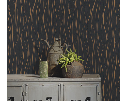 Decoratief behang met gebogen lijnen in de kamer