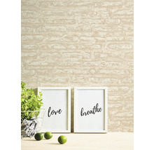Behang met steenmotief met planten en decoratie
