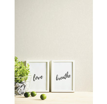 Decoratieve scène met kruidenpot, limoenen en twee ingelijste foto''s met de tekst liefde en ademen.