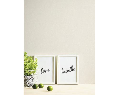 Decoratieve scène met kruidenpot, limoenen en twee ingelijste foto''s met de tekst liefde en ademen.