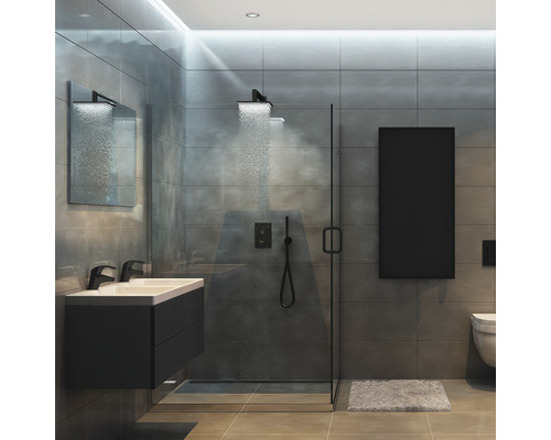 Moderne badkamer met douche, wastafel en toilet