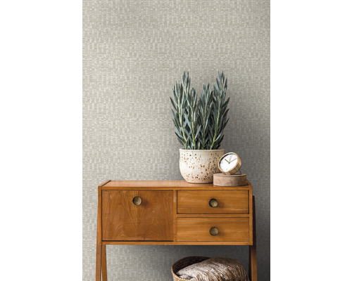 Beige behang met geometrisch patroon in de kamer