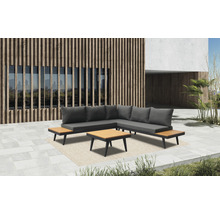 Tuin loungeset met kussens en tafel op terras