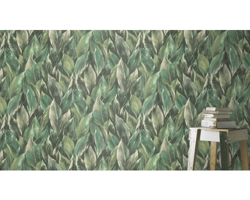 Behang met bladerenmotief in de woonkamer