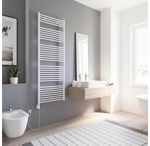 Moderne badkamer met witte handdoekradiator, bidet en wastafel