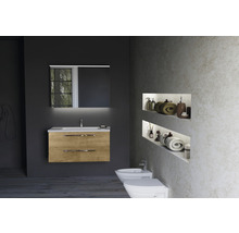 Badkamermeubelset Seville 100 cm keramische wastafel incl. spiegel natuur eiken-thumb-3