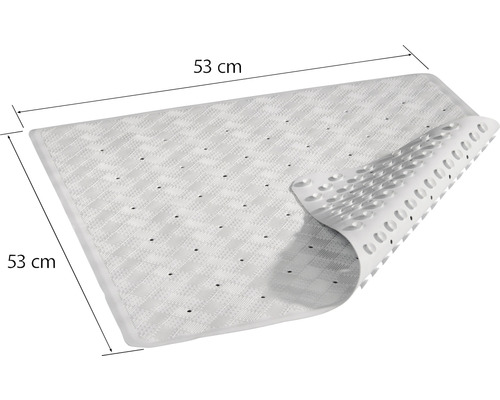Vierkante douchemat van kunststof met een zijlengte van 53 centimeter