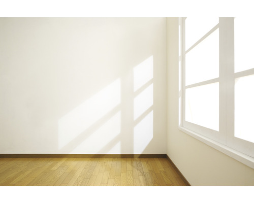 Een lichte kamer met een raam en een houten vloer