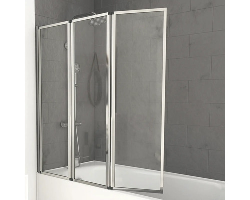 Glazen badwand met drie elementen in de badkamer