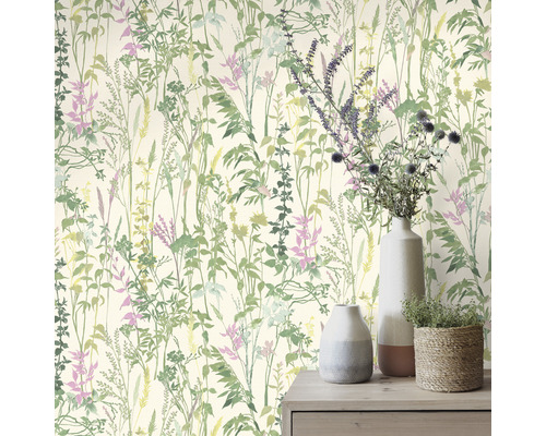 Behang met plantenpatroon in interieur